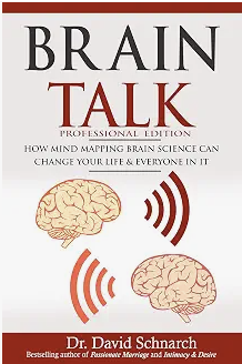 Cover of Brain Talk: Professional Edition by Dr. David Schrank, featuring two brains and red sound-wave icons.